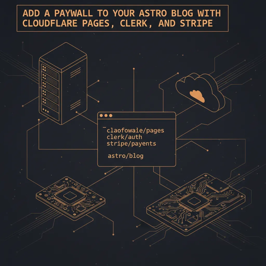 Astro blog paywall architecture diagram showing Cloudflare Pages, Clerk authentication, and Stripe payment flow
